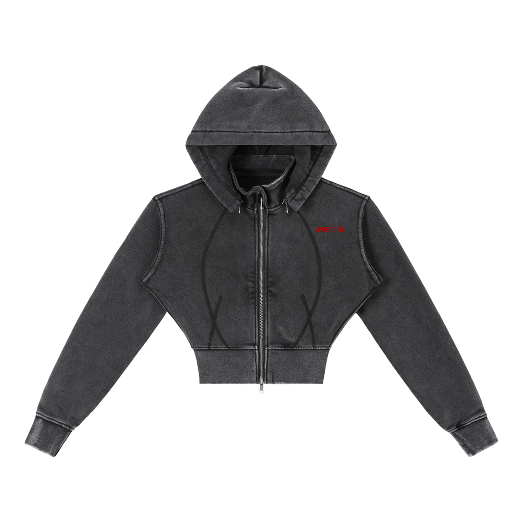 Vintage Washed Cropped Fleece Hoodie -UPGRADED