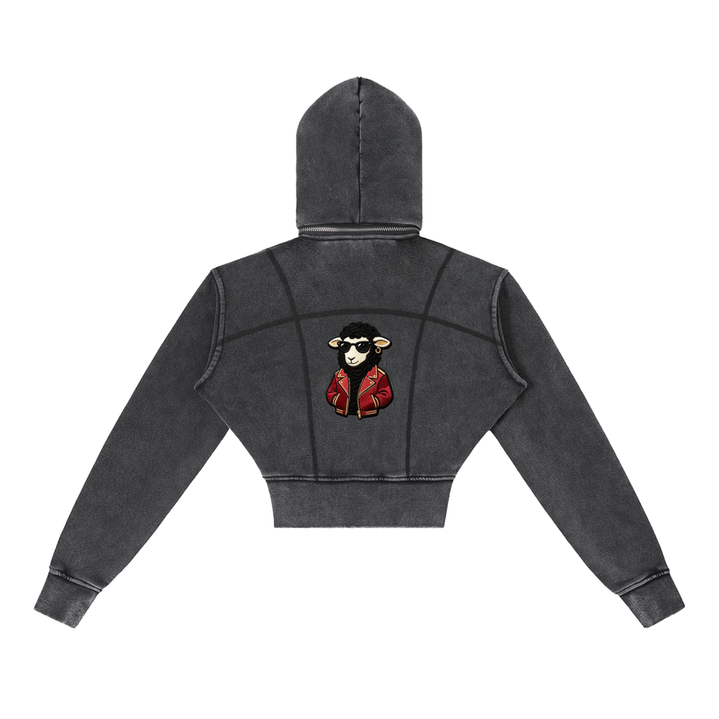 Vintage Washed Cropped Fleece Hoodie -UPGRADED